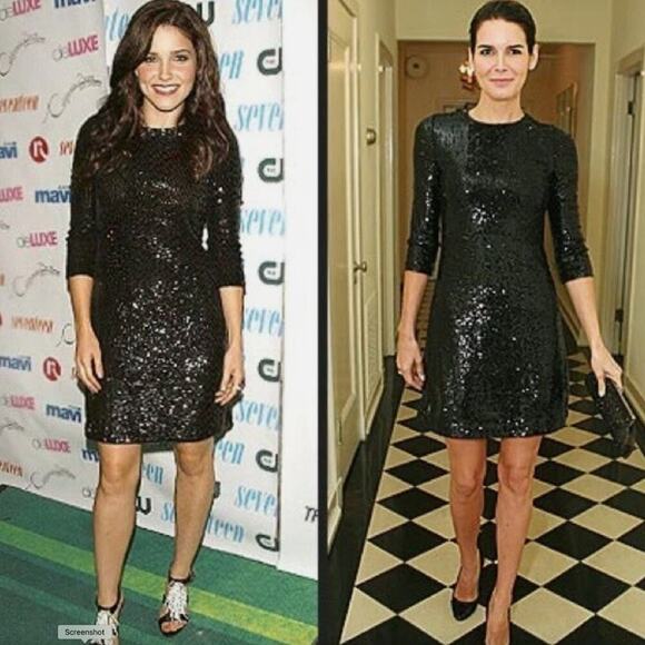 Tory Burch Black Sequin Shift Dress XS Elegant Evening Cocktail NWT - Picture 2 of 9